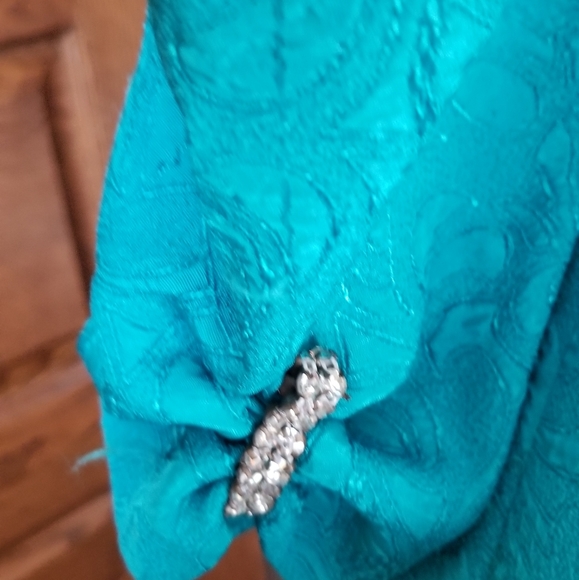 Vintage 1980's prom dress teal green - Picture 6 of 7